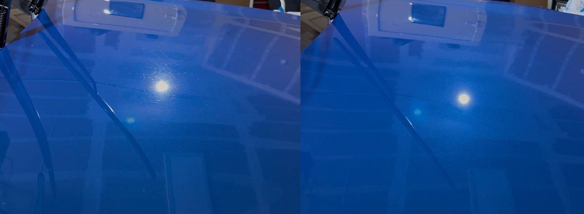 Blue hood correction. Swirls and haze cleared from the hood