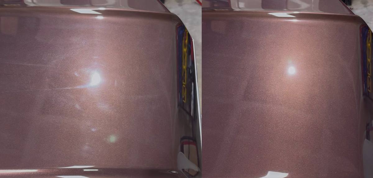Metallic finish restored. Haze and marring removed to bring back clarity in the metallic